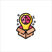 A light bulb with a brain inside a box vector