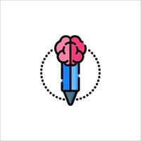 A pencil with a brain inside it on a white background vector