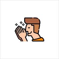 A man is praying in a line icon vector