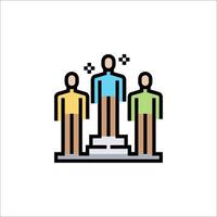 People standing on a pedestal with a man standing in front of them vector