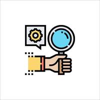 Magnifying glass icon with a hand holding a magnifying glass vector
