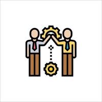 Two people holding hands with gears on their hands vector