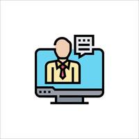 A man in a tie and shirt is sitting on a computer screen vector