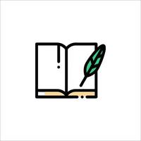 An open book with a feather on top vector