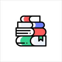 A stack of books icon in a flat style vector