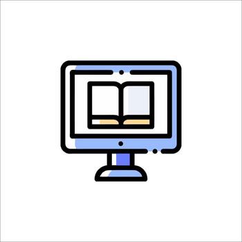 Computer monitor with open book icon vector
