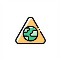 A triangle with a globe inside it vector