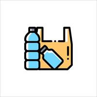 A plastic bag with a bottle of water and a bag of food vector