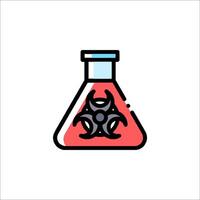 A chemical flask with a biohazard symbol on it vector
