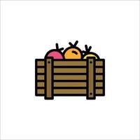 Fruit in a wooden crate icon vector