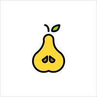 A pear icon with a leaf on it vector