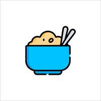 A bowl of rice with chopsticks in it vector