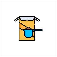 A box of cereal with a spoon in it vector
