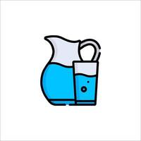 A pitcher and glass of water icon vector