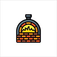 A brick oven icon with a mountain in the background vector