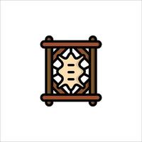 A clock icon with a wooden frame vector