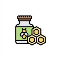 Honey jar and honeycomb icon illustration vector