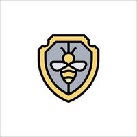 A bee logo with a shield and a bee on it vector