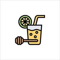 A drink with a lemon slice and a straw vector