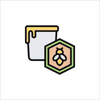 A bee and a bucket of honey icon vector
