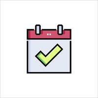 A calendar icon with a tick mark on it vector