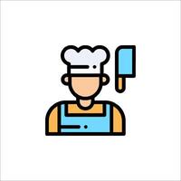 A chef with a spatula icon vector