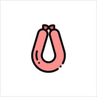 A pink sausage with a bow on it vector