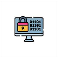 A computer monitor with a padlock on it vector