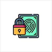 A fingerprint scanner and a padlock icon vector