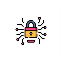 A lock icon with a circuit board around it vector