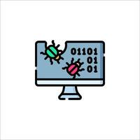 A computer monitor with bugs on it vector