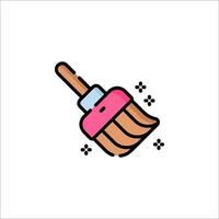 A broom icon with pink and white background vector