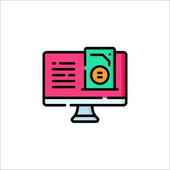 A computer monitor with a book on it vector