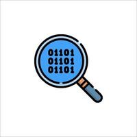 Magnifying glass with binary code icon vector
