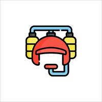 A helmet with a red and yellow face mask vector