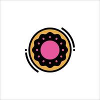 A pink and black donut icon on a white background vector