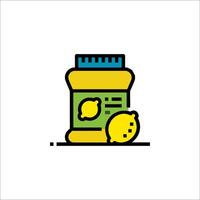 A jar of peanut butter with a lemon on top vector
