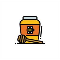 Honey jar with a stick and honey on a white background vector