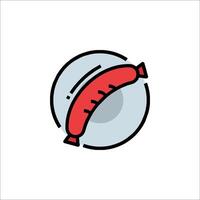 A red sausage in a bowl icon vector