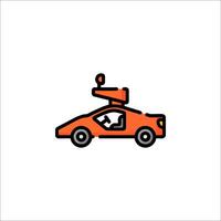 A car with a camera on top of it is shown in a line drawing vector