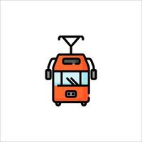 A tram on a white background with a red line vector