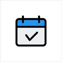 A calendar icon with a tick mark on it vector