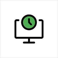 A clock icon on a computer monitor vector