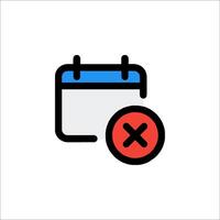 A calendar icon with a red cross on it vector