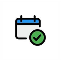 A calendar icon with a tick mark vector