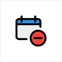A calendar icon with a red circle and a red cross vector