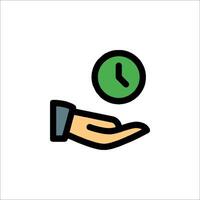 A hand holding a clock icon on a white background vector