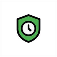 A green shield with a clock inside vector