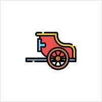 A red wagon with wheels on the side vector