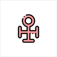 A pink and black icon of a man holding a sign vector
